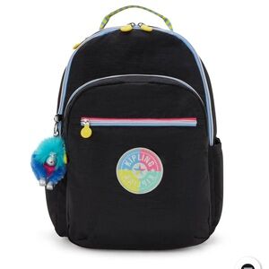 Kipling Seoul Large 15" Laptop Backpack Truly Black Rainbow FC25